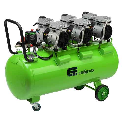 Компрессор безмаслянный малошумный МБ 2250/100, 2250 Вт, 100л, 400 л/мин Сибртех по ценам производителя в Воронеже с доставкой по всей России