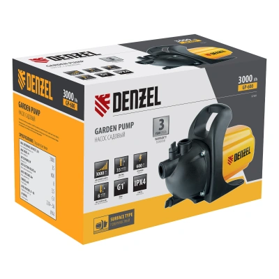 Садовый поверхностный насос GP 600, 600 Вт, 3000 л/ч, подъем 35 м, пластик Denzel по ценам производителя в Воронеже с доставкой по всей России