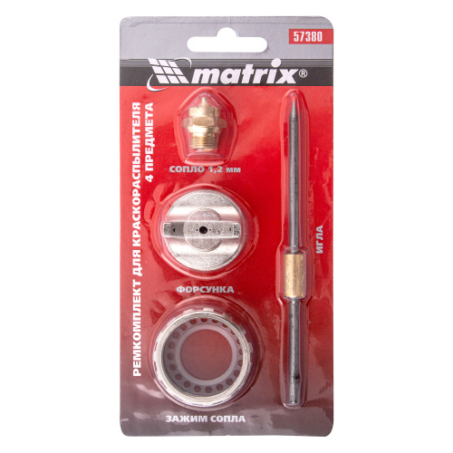 Ремкомплект для краскораспылителя 4 предмета : сопло 1.2 мм + игла + форсунка + зажим сопло Matrix по ценам производителя в Воронеже с доставкой по всей России