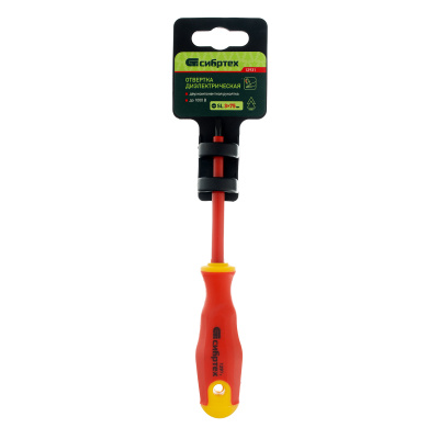 Отвертка диэлектрическая SL3 х 75 мм, CrV, до 1000 В, двухкомпонентная рукоятка Сибртех по ценам производителя в Воронеже с доставкой по всей России