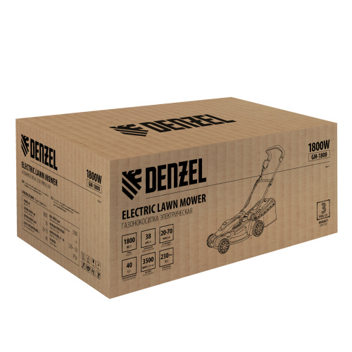 Газонокосилка электрическая GM-1800, 1800 Вт, шир. 38 см, 6 уров., травосб. 40 л. Denzel по ценам производителя в Воронеже с доставкой по всей России