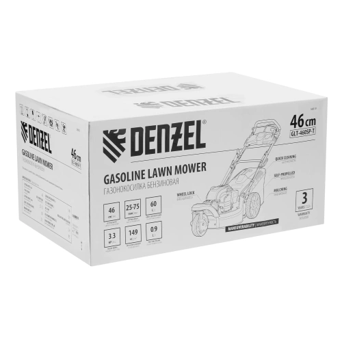 Бензиновая газонокосилка GLT-460SP-T, Trike 149 см3, 46 см, привод, панель, 60л Denzel по ценам производителя в Воронеже с доставкой по всей России