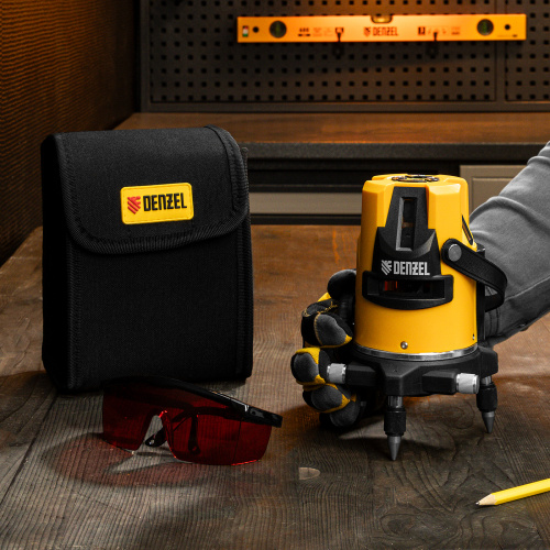 Лазерный уровень LX3, 10 м, ± 0,3 мм/1 м, 635 нм, 4 вертикальных, 1 горизонтальная плоскости, резьба 5/8" Denzel по ценам производителя в Воронеже с доставкой по всей России