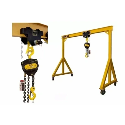 Мини-кран козловой МПУ OCALIFT 1т 2,4х2,1 метра мобильный ручной с талью СЕВЕР на каретке