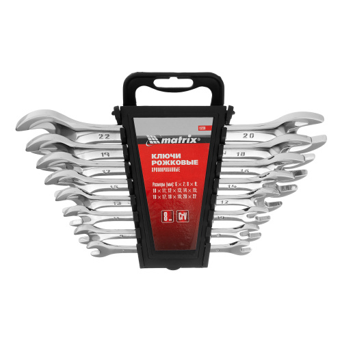 Набор ключей рожковых 8 шт, 6-22мм, CrV, Elliptical, зеркальное хромирование Matrix по ценам производителя в Воронеже с доставкой по всей России