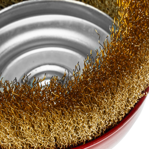 Щетка для УШМ, 125 мм, М14, "чашка", латунированная витая проволока Matrix по ценам производителя в Воронеже с доставкой по всей России