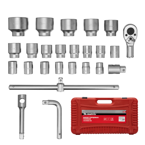 Набор торцевых головок 3/4"–1", головки 21 х 65 мм, 26 предметов, в пласт. боксе Matrix по ценам производителя в Воронеже с доставкой по всей России