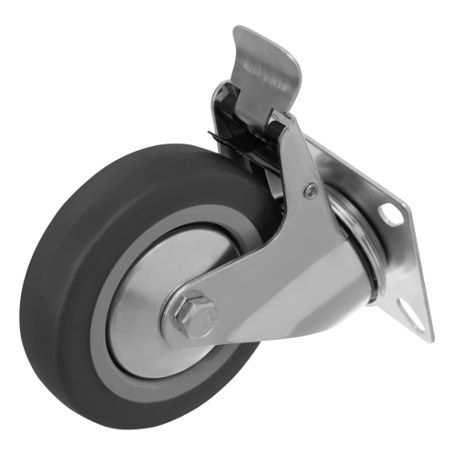 Колесо поворотное с тормозом D 100 мм, крепление  платформенное Сибртех по ценам производителя в Воронеже с доставкой по всей России