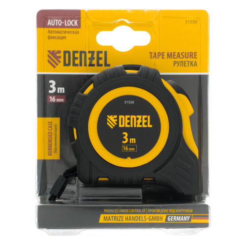 Рулетка 3м х 16мм, обрезиненный корпус, автоматическая фиксация Denzel по ценам производителя в Воронеже с доставкой по всей России