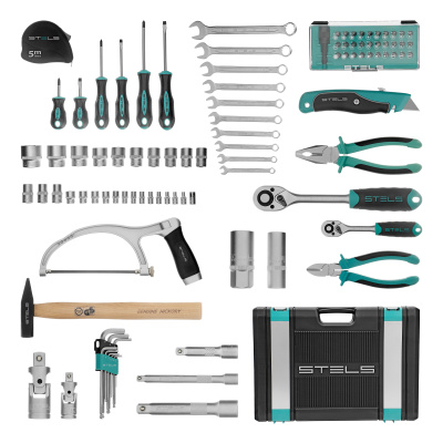 Набор инструментов, 1/2", 1/4", CrV, пластиковый кейс 98 предметов Stels по ценам производителя в Воронеже с доставкой по всей России