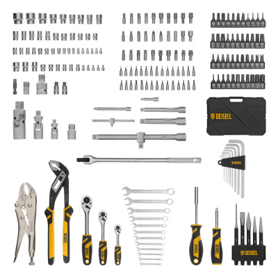 Набор инструментов, 1/2", 3/8", 1/4", CrV, S2, пластиковый кейс, 232 предмета Denzel по ценам производителя в Воронеже с доставкой по всей России