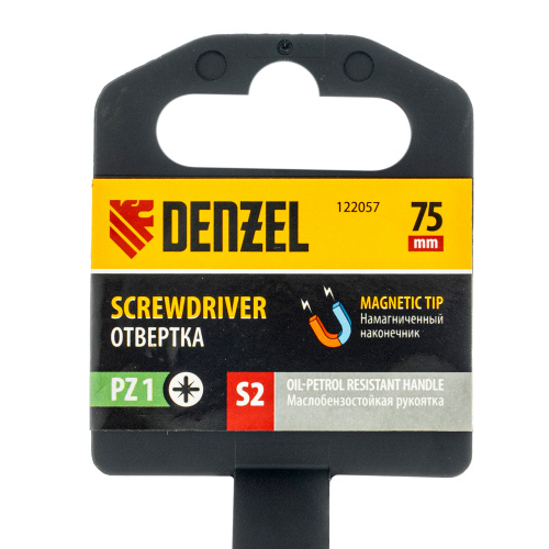 Отвертка, PZ1x75 мм, S2, 3к рукоятка Denzel по ценам производителя в Воронеже с доставкой по всей России