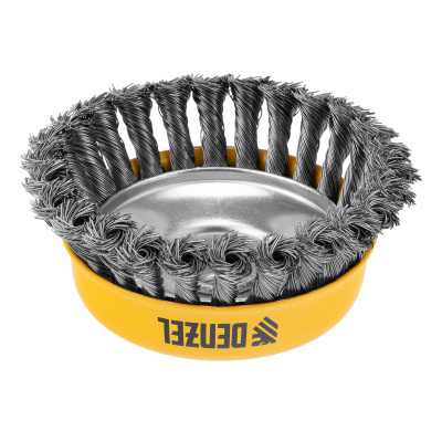 Щетка для УШМ, 125 мм, "Чашка", крученая нержавеющая проволока 0.5 мм, М14 Denzel по ценам производителя в Воронеже с доставкой по всей России