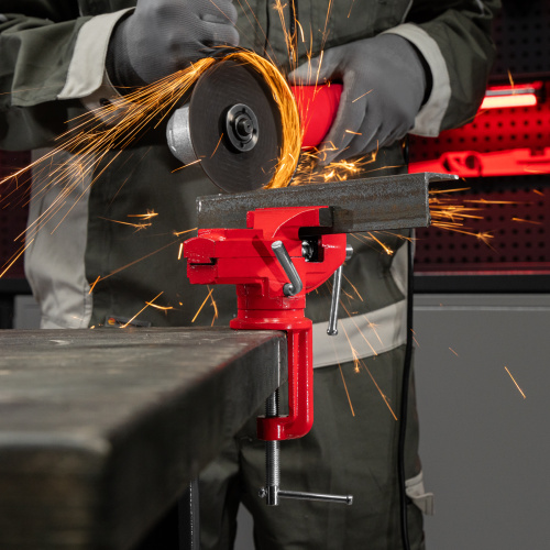 Тиски слесарные, 80 мм, настольные, поворотные, c наковальней MTX по ценам производителя в Воронеже с доставкой по всей России