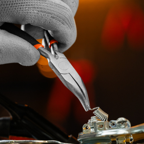 Длинногубцы изогнутые Mini, 130 мм, никелированные, авторазжим Sparta по ценам производителя в Воронеже с доставкой по всей России