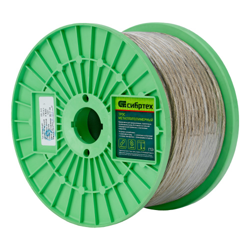 Трос металлополимерный прозрачный ПР-5.0, толщина 4.0 мм, катушка 100 метров Сибртех по ценам производителя в Воронеже с доставкой по всей России