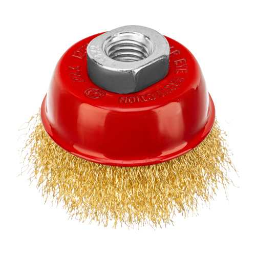 Щетка для УШМ, 65 мм, М14, "чашка", латунированная витая проволока Matrix по ценам производителя в Воронеже с доставкой по всей России