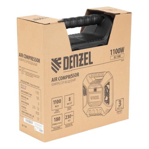 Компрессор воздушный DL1100 1.1 кВт, 180 л/мин, с набором аксессуаров Denzel по ценам производителя в Воронеже с доставкой по всей России