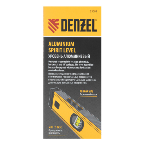 Уровень алюминиевый, магнит, фрезерованный, 3 глазка (1 зеркал.) 0,5 мм/м, 1000 мм Denzel по ценам производителя в Воронеже с доставкой по всей России