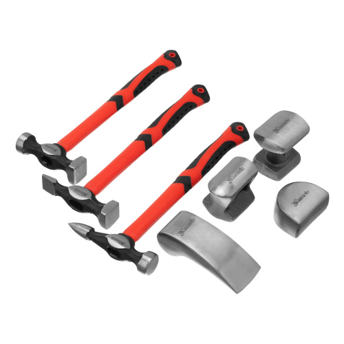 Набор рихтовочный, 3 молотка с фибергласовыми ручками, 4 наковальни, пластиковый бокс Matrix по ценам производителя в Воронеже с доставкой по всей России