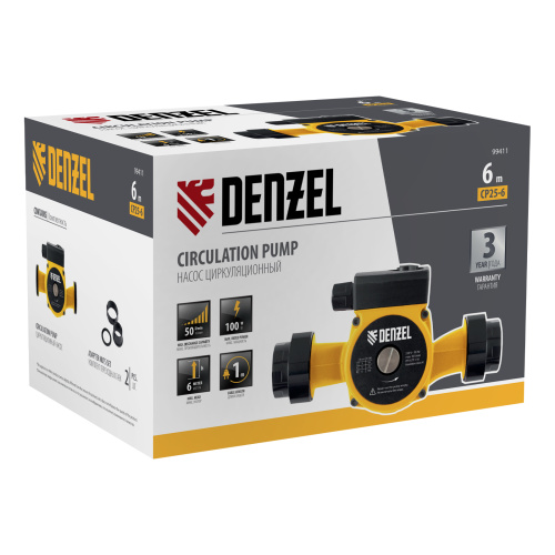 Циркуляционный насос CP25-6, напор 6 м, 50 л/мин, 1 м кабель, монт. длина 180 мм Denzel по ценам производителя в Воронеже с доставкой по всей России