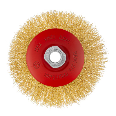 Щетка для УШМ, 125 мм, М14, "тарелка", латунированная витая проволока Matrix по ценам производителя в Воронеже с доставкой по всей России