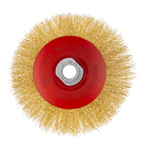 Щетка для УШМ, 125 мм, М14, "тарелка", латунированная витая проволока Matrix по ценам производителя в Воронеже с доставкой по всей России