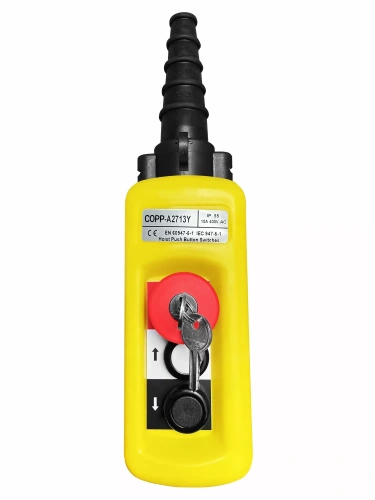 Пульт управления 2 кнопки, 1 скорость, стоп, ключ, IP55 A2713Y купить в Москве с доставкой по всей России | ProtosMarket.ru