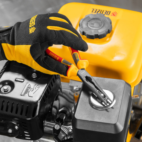 Длинногубцы прямые, диэлектрические рукоятки до 1000 В, трехкомпонентные рукоятки, 205мм Denzel по ценам производителя в Воронеже с доставкой по всей России