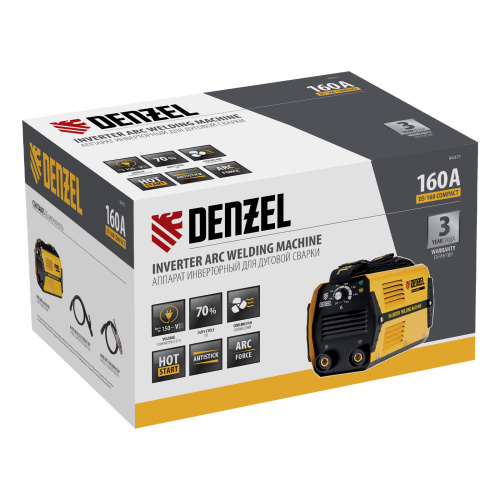 Аппарат инверторный дуговой сварки DS-160 Compact, 160 А, ПВ 70%, диаметр электрода 1.6-3.2 мм Denzel по ценам производителя в Воронеже с доставкой по всей России