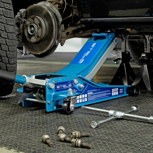 Домкрат гидравлический подкатной 3 т, быстрый подъем, Low profile quick lift, 75-505 мм, профессиональный STELS по ценам производителя в Воронеже с доставкой по всей России