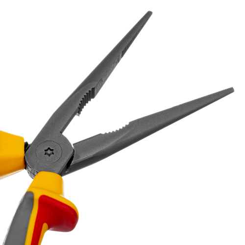 Длинногубцы прямые, диэлектрические рукоятки до 1000 В, трехкомпонентные рукоятки, 205мм Denzel по ценам производителя в Воронеже с доставкой по всей России