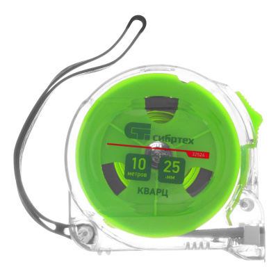 Рулетка Кварц,прозрачный корпус,амортизатор,10 м х 25 мм Сибртех по ценам производителя в Воронеже с доставкой по всей России