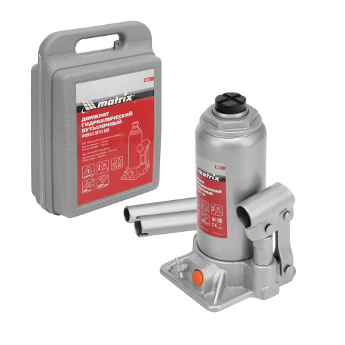 Домкрат гидравлический бутылочный, 5 т, h подъема 197-382 мм, в пластиковом кейсе Matrix по ценам производителя в Воронеже с доставкой по всей России