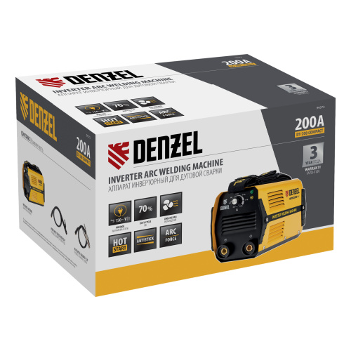 Аппарат инверторный дуговой сварки DS-200 Compact, 200 А, ПВ 70%, диаметр электрода 1.6-5 мм Denzel по ценам производителя в Воронеже с доставкой по всей России