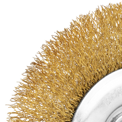 Щетка для УШМ, 125 мм, М14, плоская, латунированная витая проволока Matrix купить в Москве с доставкой по всей России | ProtosMarket.ru