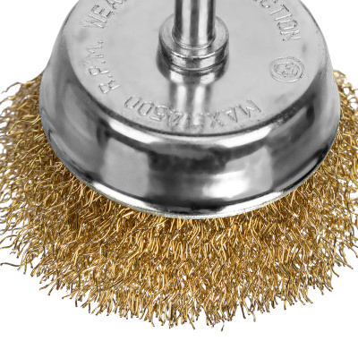 Щетка для дрели, 65 мм, "чашка" со шпилькой, латунированная витая проволока Matrix по ценам производителя в Воронеже с доставкой по всей России
