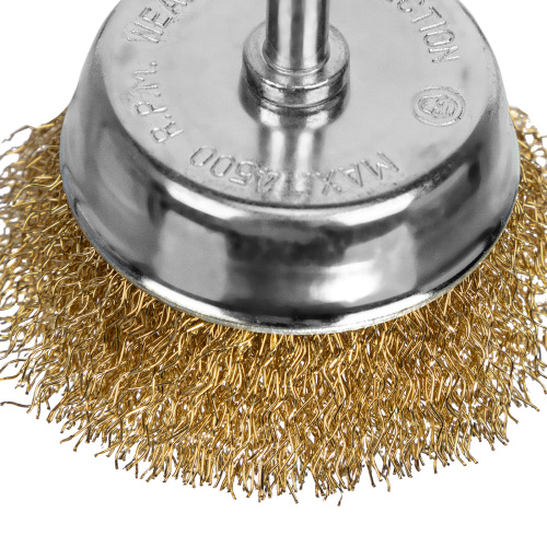 Щетка для дрели, 65 мм, "чашка" со шпилькой, латунированная витая проволока Matrix по ценам производителя в Воронеже с доставкой по всей России