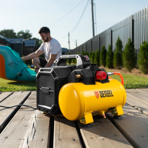 Компрессор  DLS750/6 безмасляный малошумный 750 Вт, 140 л/мин,ресивер 6 л Denzel по ценам производителя в Воронеже с доставкой по всей России