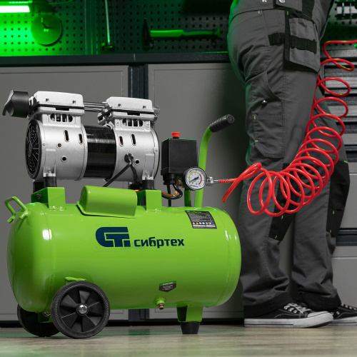 Компрессор безмаслянный малошумный МБ 1100/24,1100 Вт, 24 л, 170 л/мин Сибртех по ценам производителя в Воронеже с доставкой по всей России