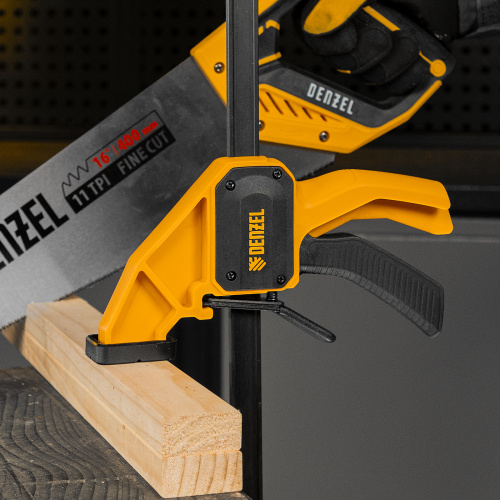 Струбцина F-образная, быстрозажимная, 600 х 80 мм, усиленный нейлоновый корпус Denzel по ценам производителя в Воронеже с доставкой по всей России