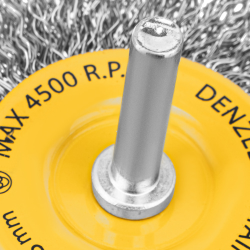 Щетка для дрели, 75 мм, Плоская, со шпилькой, нержавеющая витая проволока Denzel по ценам производителя в Воронеже с доставкой по всей России