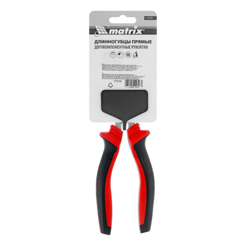 Длинногубцы прямые, 180 мм, хром-ванадий, двухкомпонентные рукоятки Matrix по ценам производителя в Воронеже с доставкой по всей России