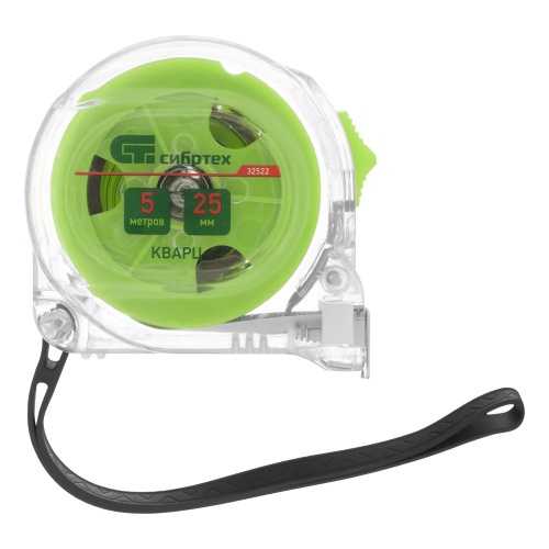 Рулетка Кварц,прозрачный корпус,амортизатор,5 м х 25 мм Сибртех по ценам производителя в Воронеже с доставкой по всей России