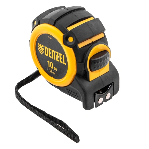 Рулетка 10м х 32мм, автоматич. фиксац., нейлон. покрытие, магнит. зацеп, двухстор. разметка Denzel по ценам производителя в Воронеже с доставкой по всей России