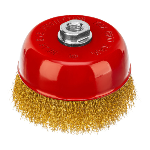 Щетка для УШМ, 125 мм, М14, "чашка", латунированная витая проволока Matrix по ценам производителя в Воронеже с доставкой по всей России