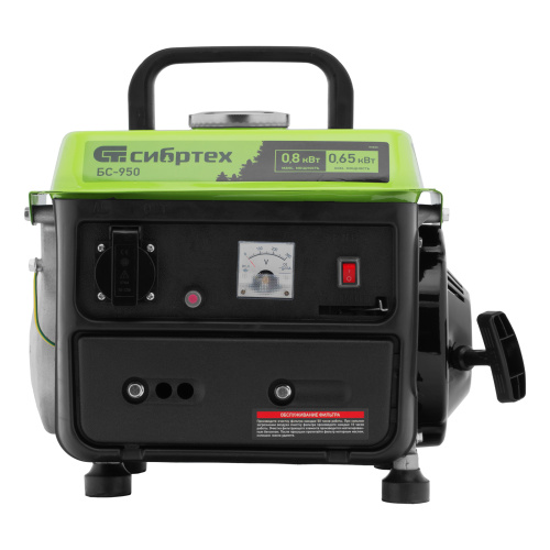 Генератор бензиновый БС-950, 0.8 кВт, 230 В, 2-х тактный, 4 л, ручной стартер Сибртех по ценам производителя в Воронеже с доставкой по всей России