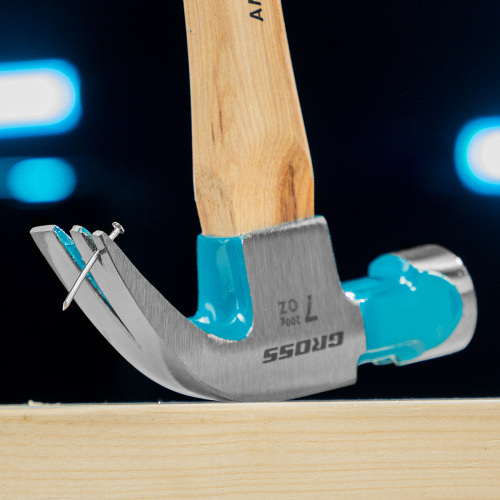 Молоток-гвоздодер, 200 г, угол 45, магнит, обрезиненная рукоятка American hickory GROSS по ценам производителя в Воронеже с доставкой по всей России