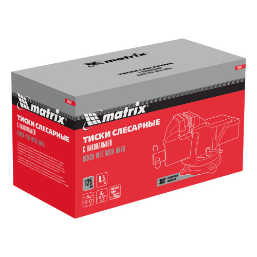 Тиски слесарные, 125 мм, поворотные, с наковальней Matrix по ценам производителя в Воронеже с доставкой по всей России