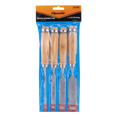 Набор долот-стамесок, 6-12-18-24 мм, плоских, деревянные рукоятки Sparta по ценам производителя в Воронеже с доставкой по всей России